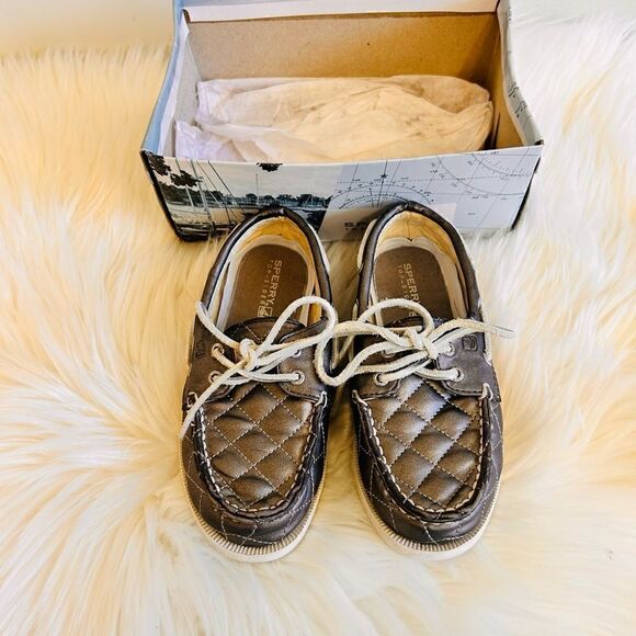 Sperry Top-Sider A/O Pewter Quilted Girls Boat Shoe Loafers! ❤️ - Picture 2 of 6